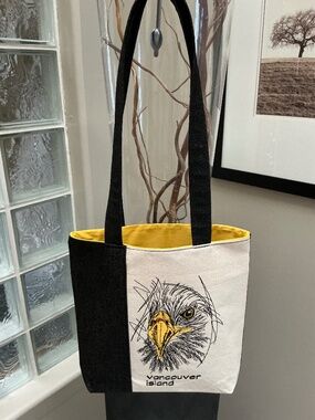 EAGLE Tote Bag, Custom Embroidered, Vancouver Island Canada Bag